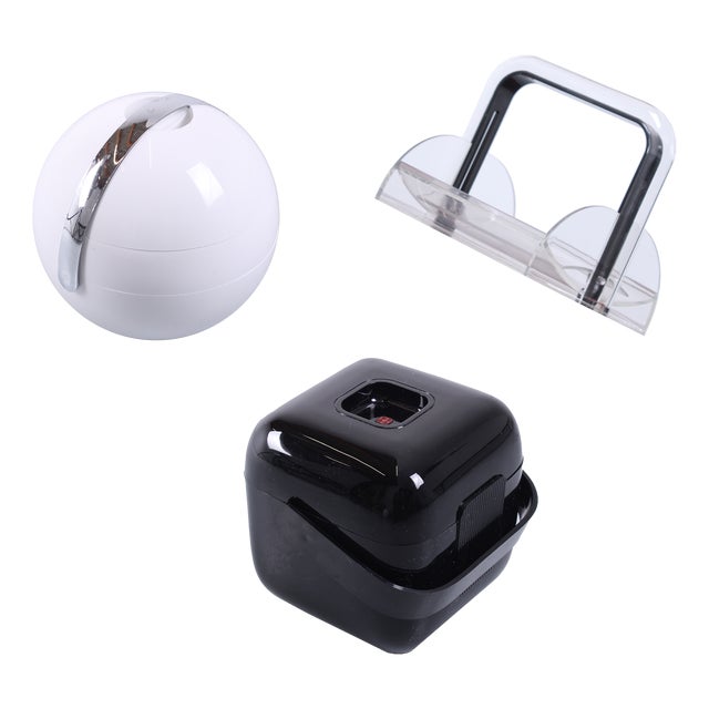 Stella and Amanda Ice Bucket and Napkin Holder from Guzzini, 1970s, Set of 3 For Sale