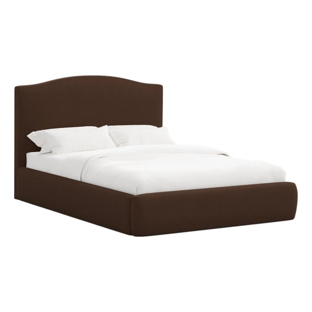 Camille Chocolate Linen Blend Platform Bed, Twin For Sale