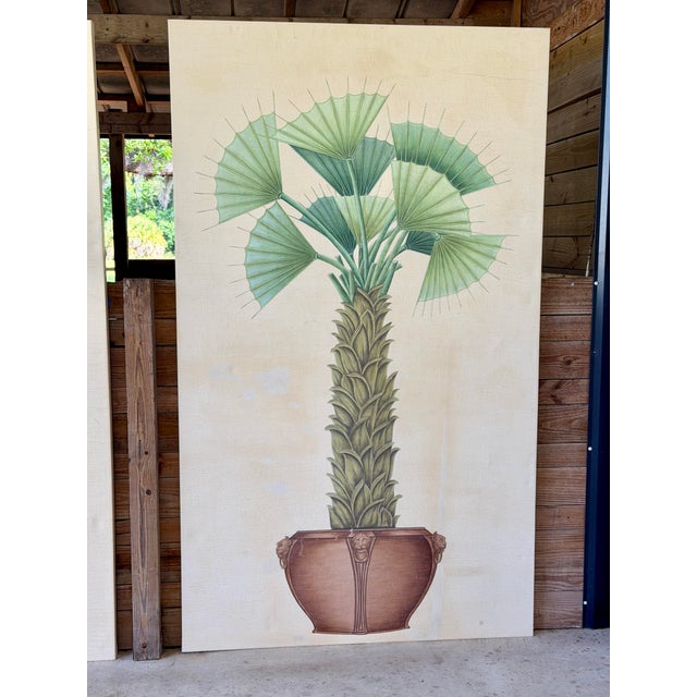 Monumental Tropical Coastal Boho Botanical Palm Panels Wall Art– Pair For Sale - Image 11 of 12