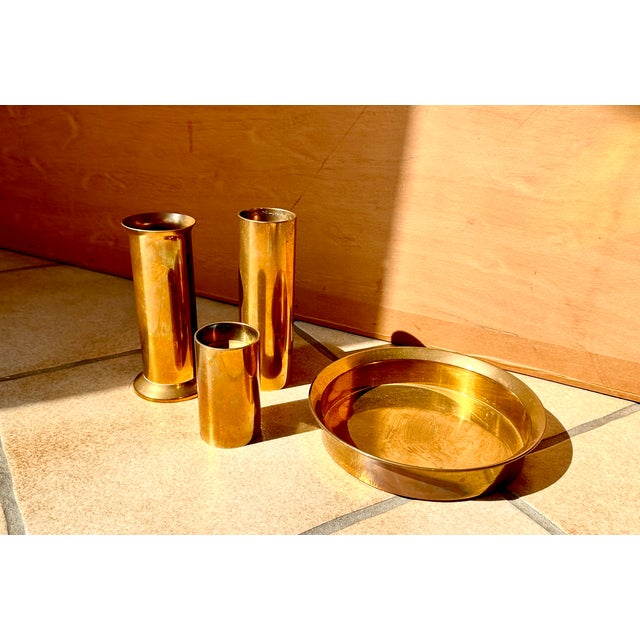 Scandinavian Modern Candleholders with Vase & Tray in Brass from Ekte Norsk Odel, Norway, 1960s, Set of 4 For Sale - Image 9 of 15