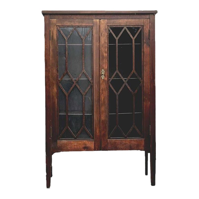 Antique American Mahogany Lawyers Bookcase With Double Glass Doors