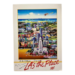 1984 Hiro Yamagata 'LA's the Place' Unframed Card Board Serigraph Signed 36"x26"