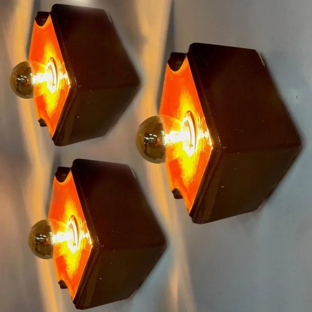 Orange and Brown Ceramic Wall Lights Keramik, Germany, 1970s For Sale - Image 11 of 16