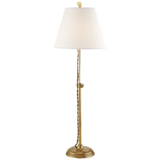 Suzanne Kasler by Visual Comfort Signature Wyatt Accent Lamp in Hand-Rubbed Antique Brass with Linen Shade For Sale
