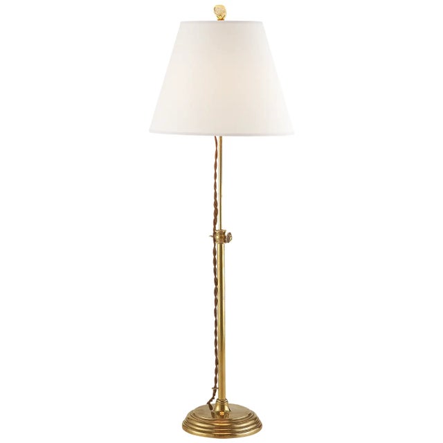 Suzanne Kasler by Visual Comfort Signature Wyatt Accent Lamp in Hand-Rubbed Antique Brass with Linen Shade For Sale