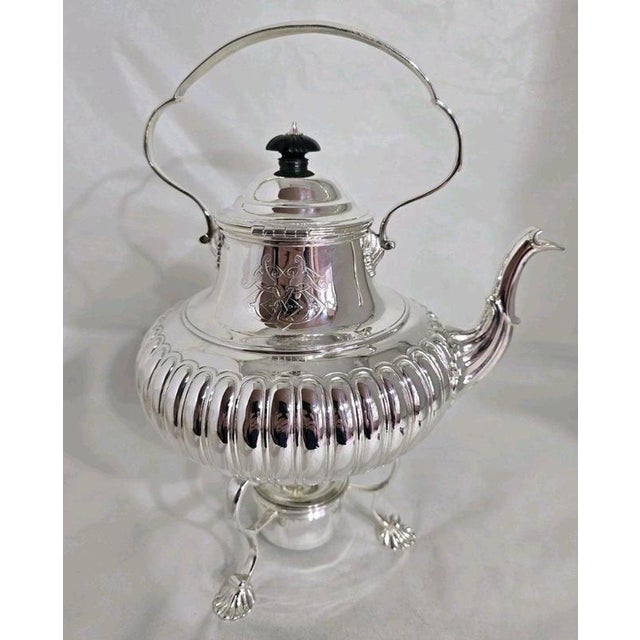 Gold Sterling Silver Spirit Kettle and Stand, London, 1975 For Sale - Image 8 of 13