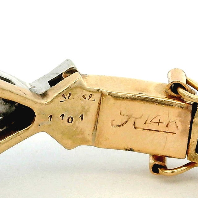 Vintage French Diamond and Pearl Bracelet, 14k Gold & Platinum, Circa 1950s For Sale - Image 14 of 15