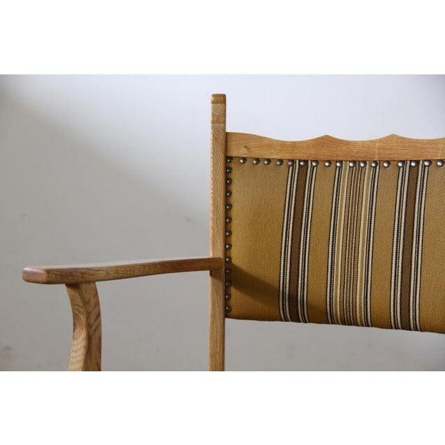 Brown Vintage Danish Oak Brutalist Armchair in the style of Henning Kjærnulf, 1960s For Sale - Image 8 of 18
