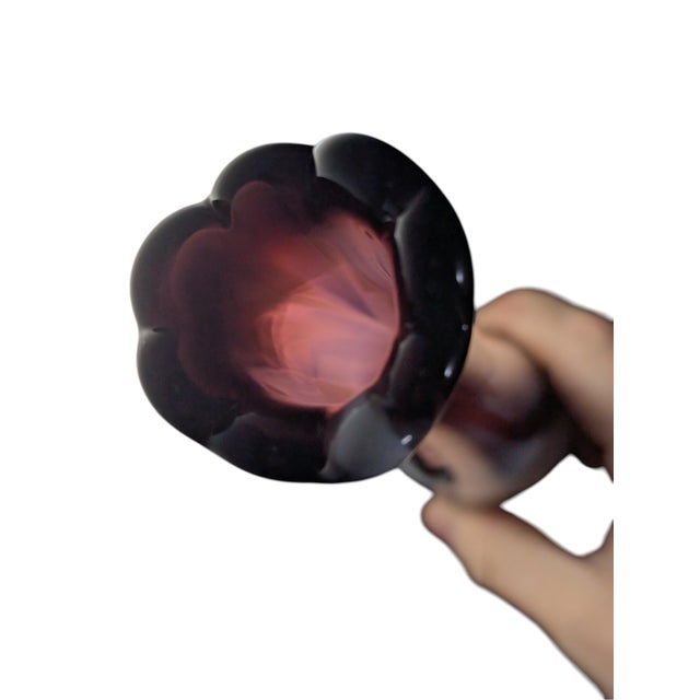 Vintage Westmoreland Purple White Slag Swung Glass Bud Vase 10.25" For Sale In New York - Image 6 of 6