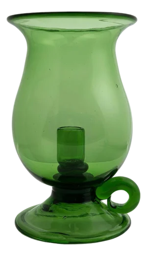 Mid-Century Modern Green Glass Hurricane Lamp from Empoli, Italy, 1960s