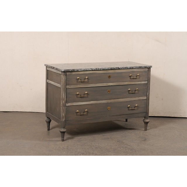 Neoclassical French Neoclassic Marble Top Commode, Grey For Sale - Image 3 of 11