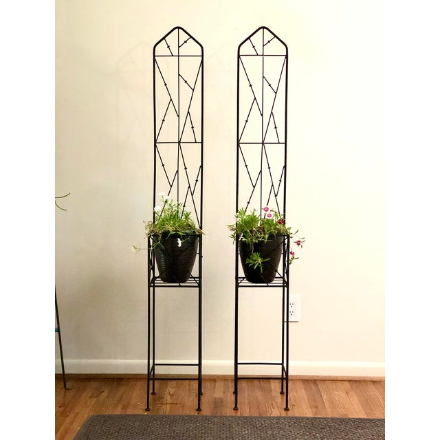 Late 20th Century Iron Trellis Plant Stands a Pair Chairish