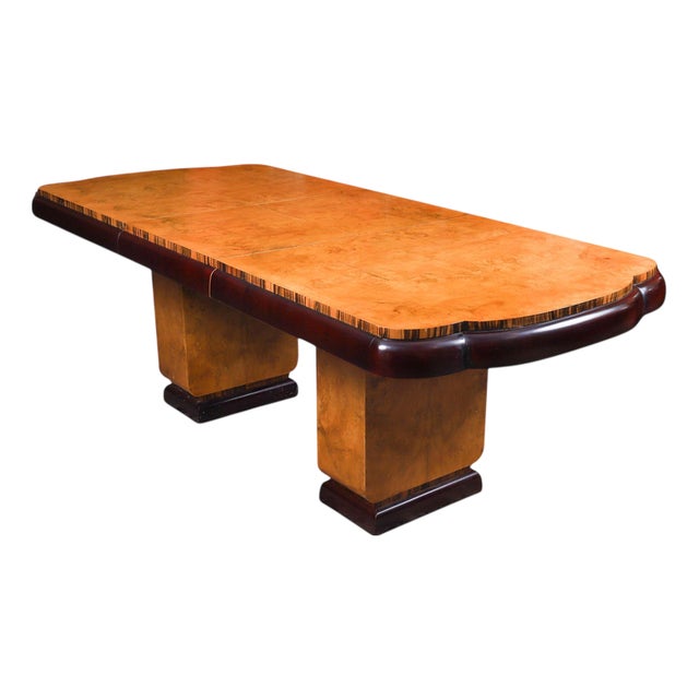 Antique Art Deco Epstein Burr Walnut Dining Table, 1920s For Sale