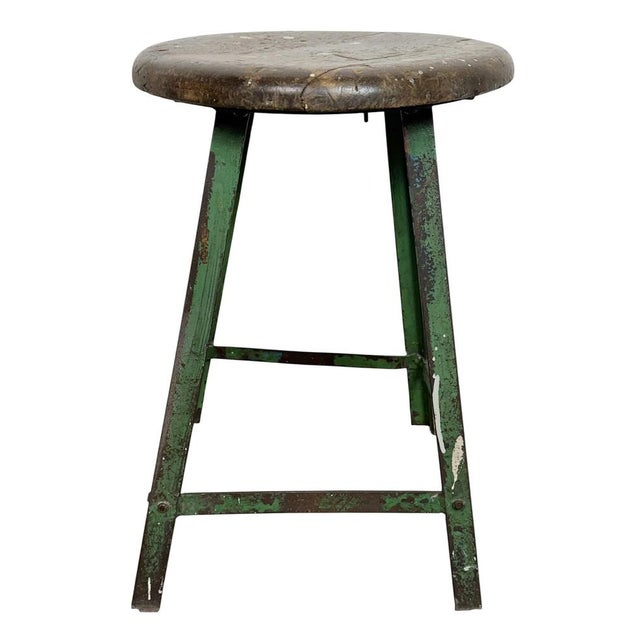 Industrial Green Workshop Stool, 1960s For Sale - Image 16 of 16