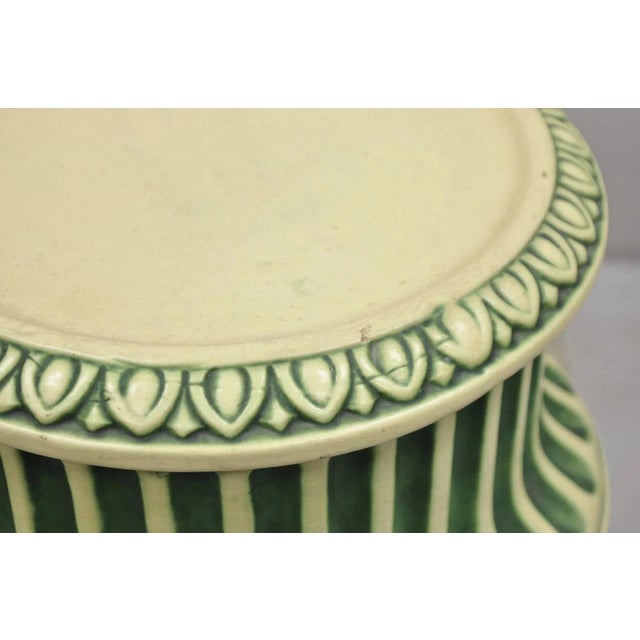 Antique Roseville Corinthian Pattern Jardiniere Planter Pot & Rare Low Pedestal For Sale - Image 10 of 12