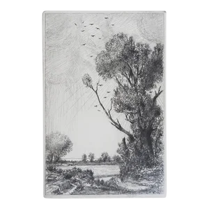 Vintage Riverside Landscape Etching