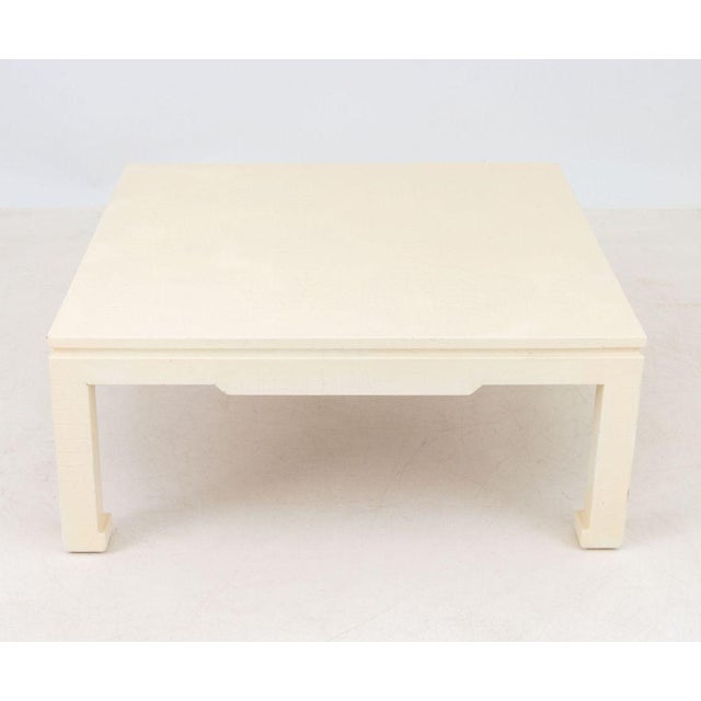 Modern Karl Springer Attr. Faux Crocodile Coffee Table For Sale - Image 3 of 7