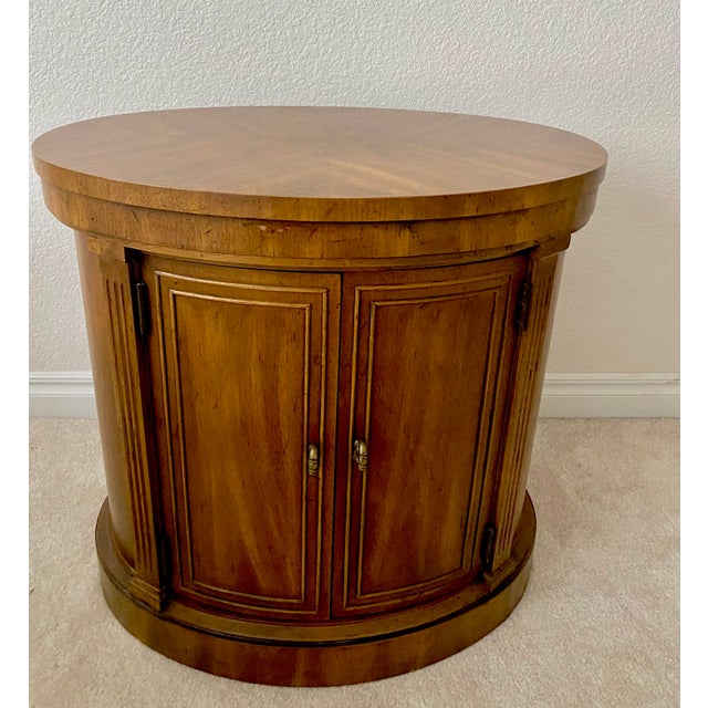Vintage MCM Drexel Francesca Oval Drum Storage Table Cabinet Mid Century Excellent Condition. For Sale - Image 13 of 13