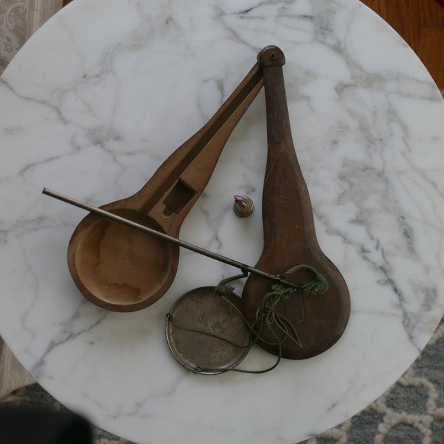 Antique Spice Scale in Wood Box Carrier For Sale - Image 4 of 17