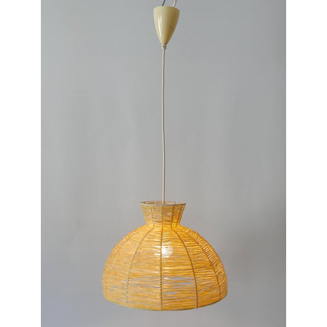 Mid-Century Modern Raffia Bast Pendant Lamp or Hanging Light, Germany, 1970s For Sale - Image 6 of 18