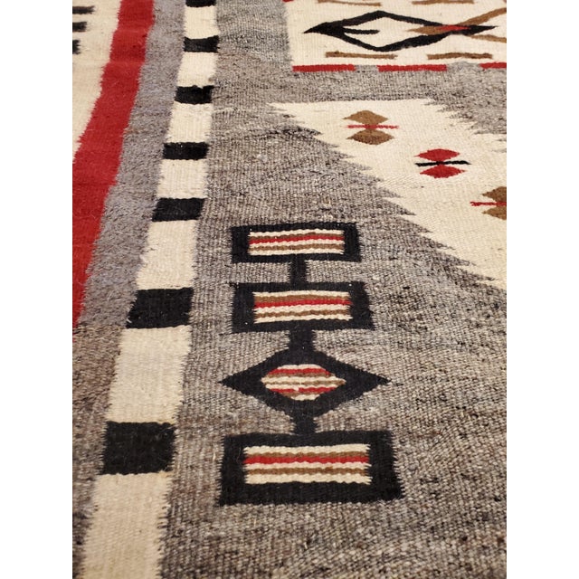 Antique Navajo Carpet, Folk Rug, Handmade Wool Rug, Beige, Gray, Brown For Sale - Image 4 of 15