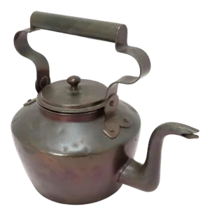 Large Antique Early American Hand Made - Hand Wrought Heavy Solid Copper Tea Kettle