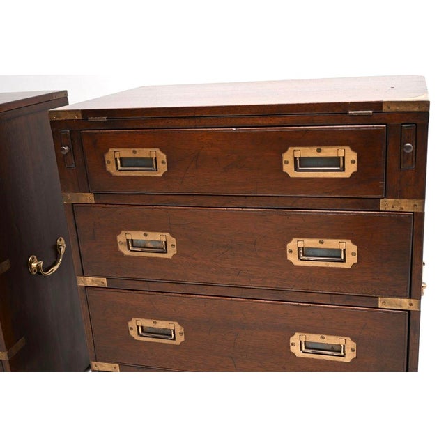 Antique Military Campaign Bachelor Chests of Drawers, 1930s, Set of 2 For Sale - Image 10 of 11