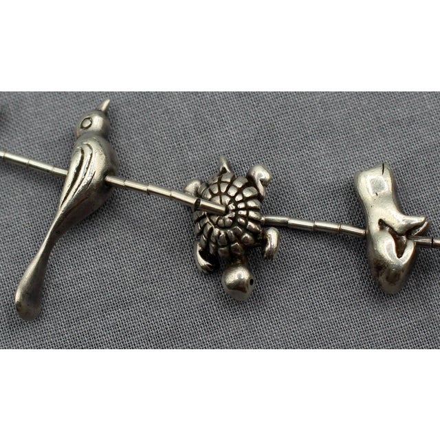 Native American Mid-20th Century Zuni or Navajo Sterling Silver Fetish Necklace For Sale - Image 3 of 4