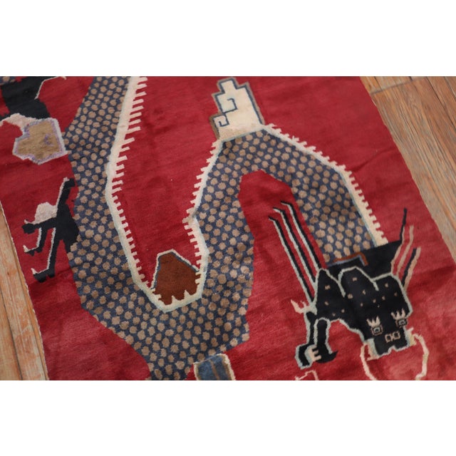 Red Dragon Chinese Vintage Rug - 4' x 7' For Sale - Image 13 of 18