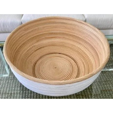 Beautiful large white and natural rattan center piece. We have two of these pieces available in stock, additionally we...