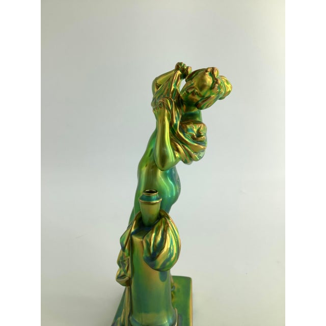 Ceramic 1970s Rare Zsolnay Eosin Porcelain Figurine Woman Disrobing, Mint Condition! For Sale - Image 7 of 7