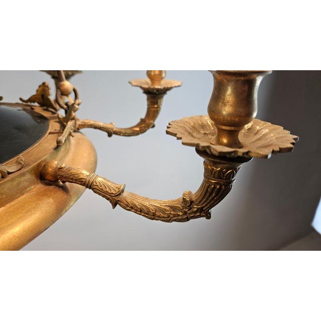Black Large Italian Empire Style Chandelier with Tôle and Gilt Bronze Details, 1940s For Sale - Image 8 of 17