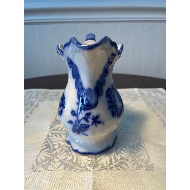 Late 19th Century Antique Staffordshire Flow Blue Pitcher For Sale - Image 5 of 5