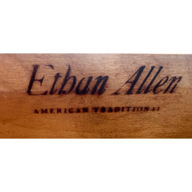 Vtg. Ethan Allen American Style Three Drawer Maple Chest in Nutmeg W/Mica Top For Sale - Image 13 of 13
