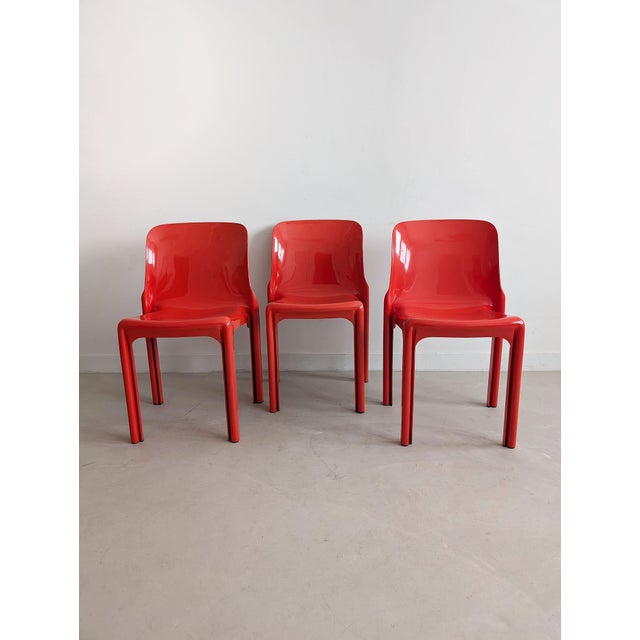 Red Selene & Stadio Dining Set by Vico Magistretti for Artemide, 1960s, Set of 4 For Sale - Image 9 of 16