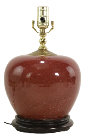 Vintage Oxblood Glazed Ceramic Table Lamp