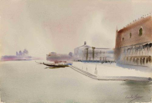 Carlo Ravagnan, View of Venice, 1974, Watercolor
