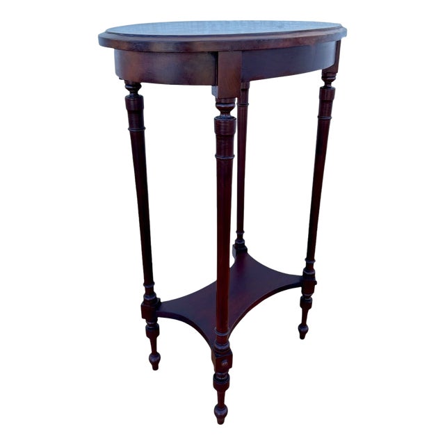 Mid-Century French Wood Oval Side Table, 1950s For Sale