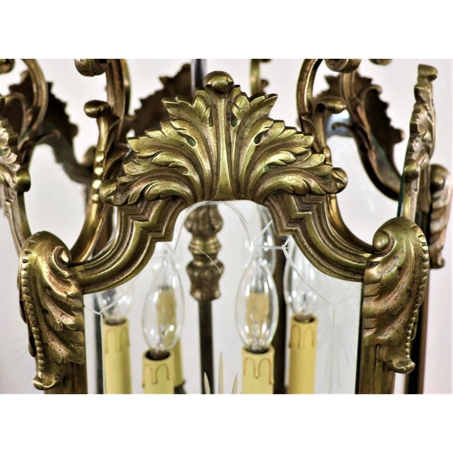 Early 19th Century Circa 1800 French Louis XIV Bronze Lantern With Cut Glass Panels For Sale - Image 5 of 13
