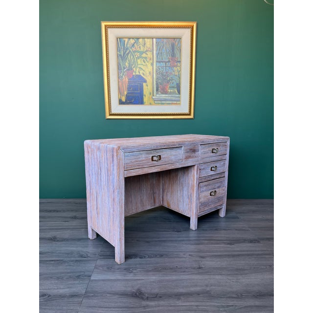 Coastal Late 20th Pencil Reed Writing Desk of Four Drawers For Sale - Image 3 of 9