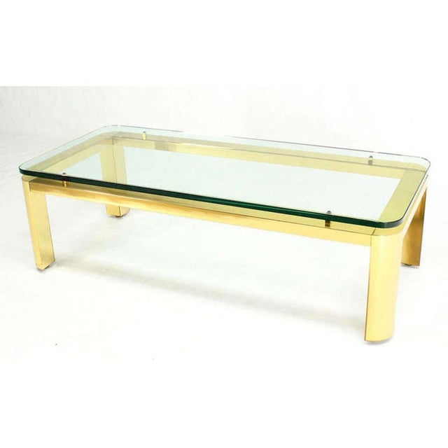 Pace Collection Floating 3/4" Glass Top Brass Base Coffee Table Mid Century For Sale - Image 6 of 6