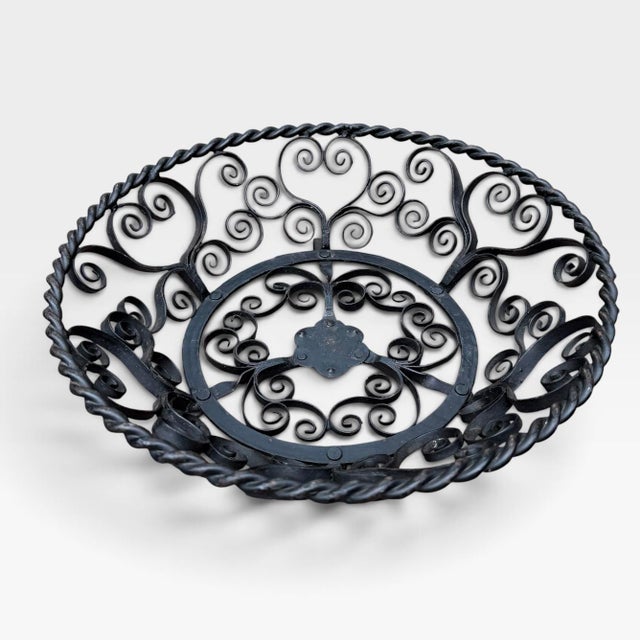 German Wrought Iron Scrollwork Footed Fruit Basket - Mid 20th Century For Sale - Image 14 of 15
