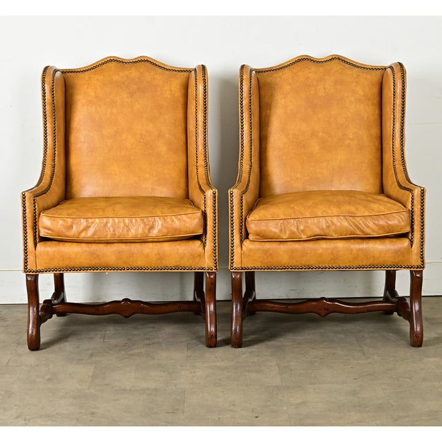 Mid 20th Century Pair of Vintage Henredon Wingback Bergeres For Sale - Image 5 of 12