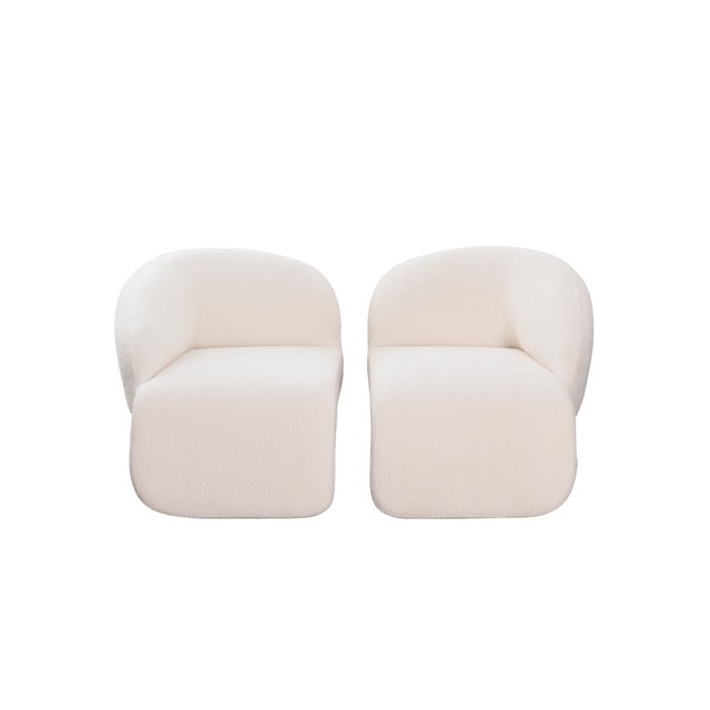 2020s Kaia Modern White Boucle Right Arm Accent Chair For Sale - Image 5 of 11