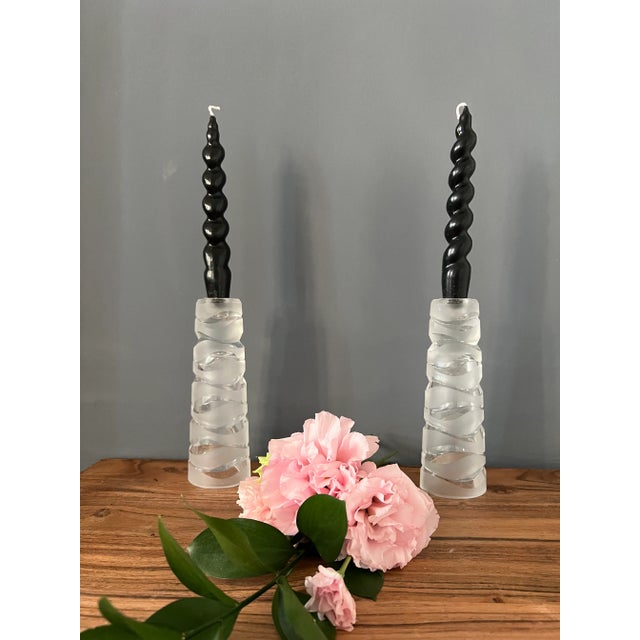 1970s 1970s Pair of Crystal Candlestick Holders For Sale - Image 5 of 7