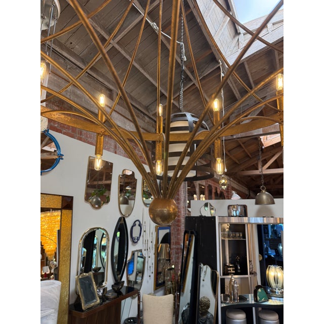 Italian Twelve-Light Bronze Chandelier, Mid-Century Modern, Circa 1970s For Sale In Los Angeles - Image 6 of 8