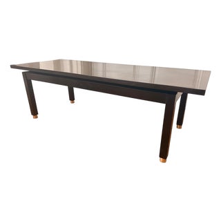 1960s Edward Wormley for Dunbar Laminate Top Coffee Table With Brass Sabots, 48” Mid-Century Modern For Sale