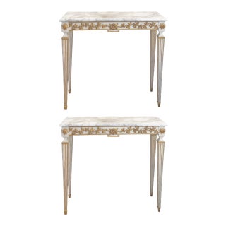 Neoclassical Italian Gilt and Marble Console Tables - a Pair For Sale
