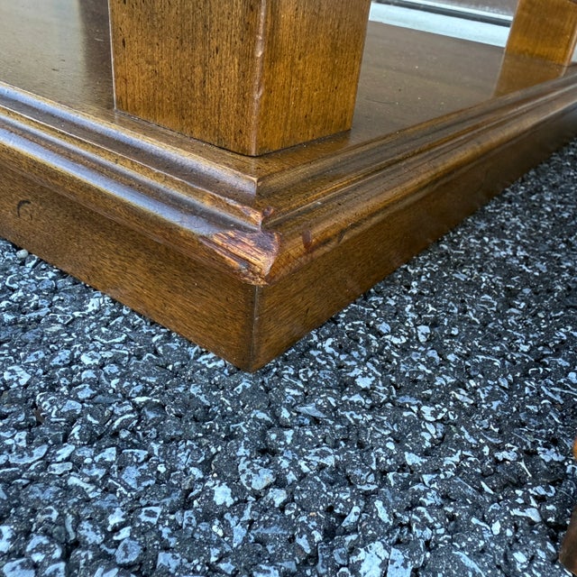 1960s Ethan Allen Classic Manor Traditional Maple Square Side Tables or Bunching Tables With Faux Slate Tops - A Pair For Sale - Image 15 of 17