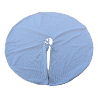 French Blue & White Ticking Fabric Christmas Tree Skirt For Sale